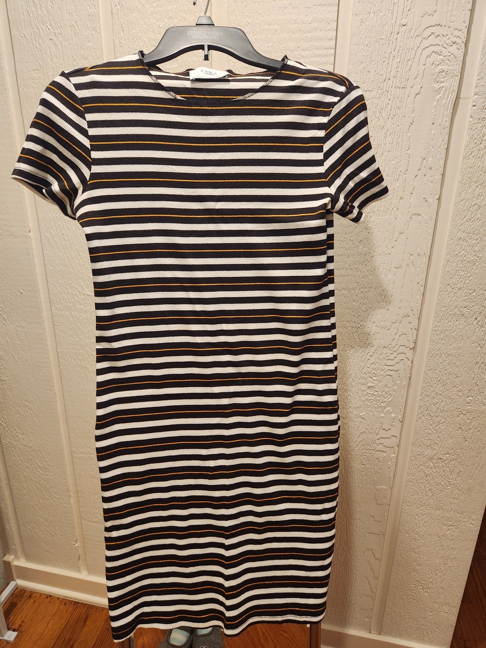 Zara Black, White & Brown Striped Mini Dress